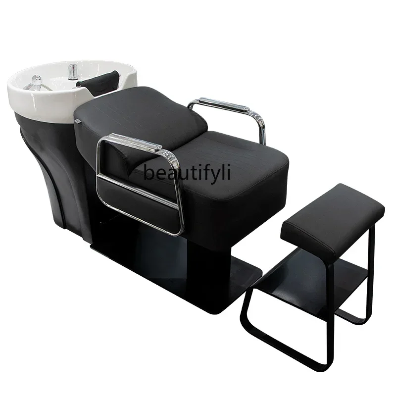 

Shampoo Chair Barber Shop High-End Hair Salon Salon Ceramic Deep Basin Silicone Headrest Flushing Bed