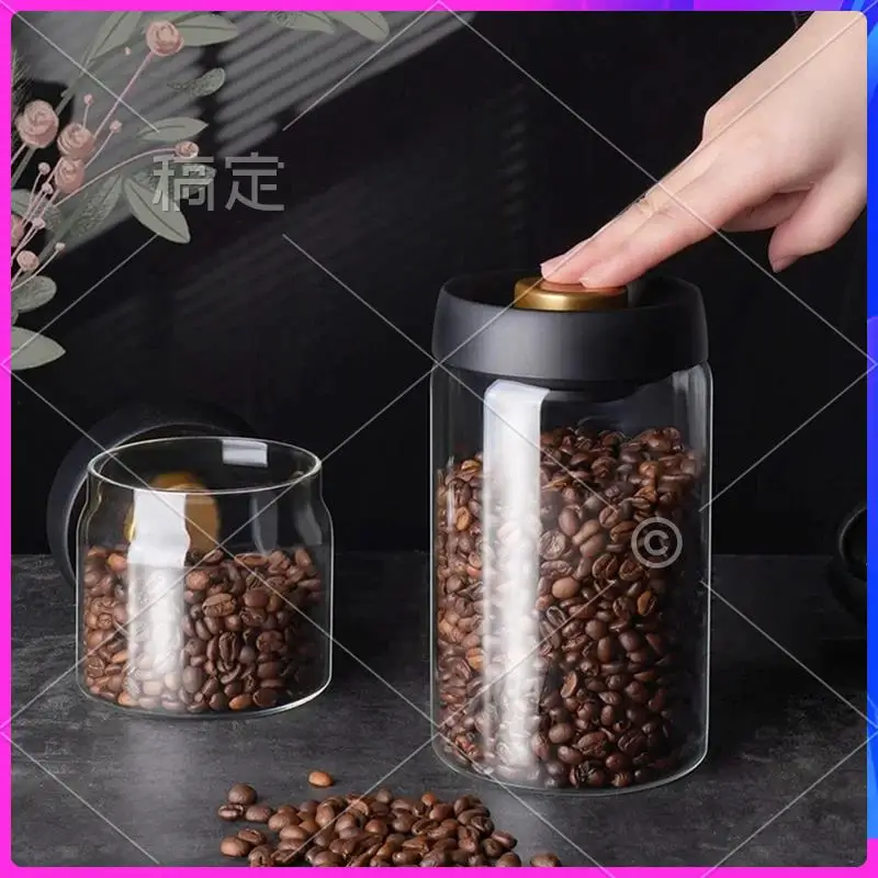

NEW-Coffee Beans Vacuum Sealed Tank Household Moisture-Proof Air Extraction Airtight Container Food Storage Jars, Durable D