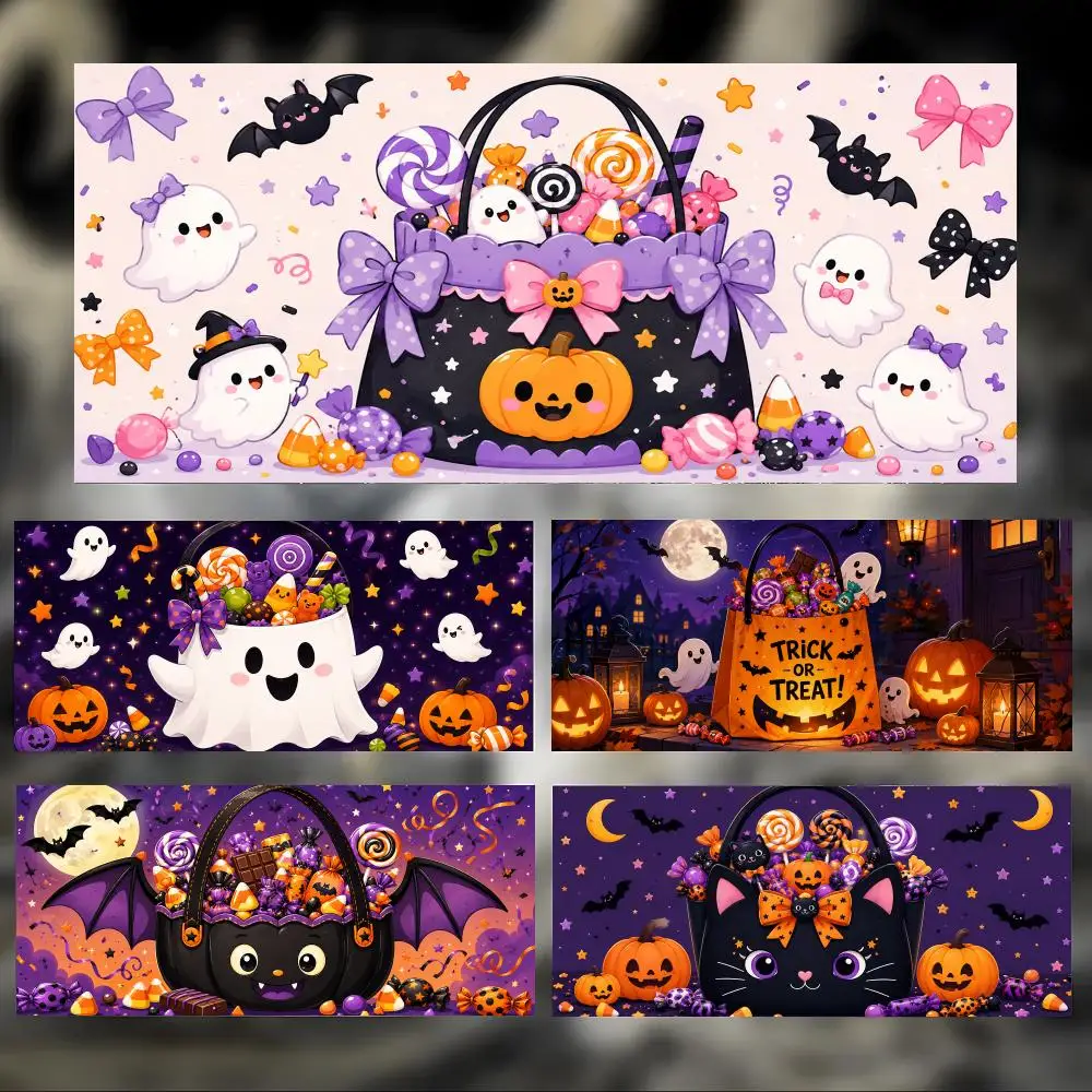H-Halloween Candy Bag Mouse Pad Large Thick Desk Pad Stitched Edges Gaming Mouse Mat for PC