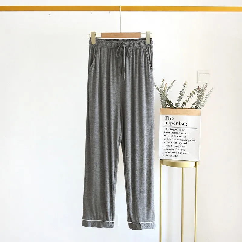 Japanese new Spring and Summer Cool Trousers Men Comfortable Modal Trousers Male Large Size Home Pants Gray Simple Casual Pants