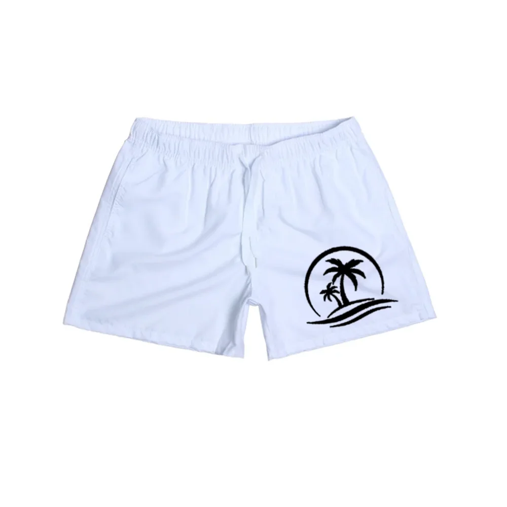 Asian size 2026 Summer Men Coconut Tree Print Quick Dry Swim Trunks Breathable Slim Fit Elastic Drawstring Beach Surf Shorts Hol