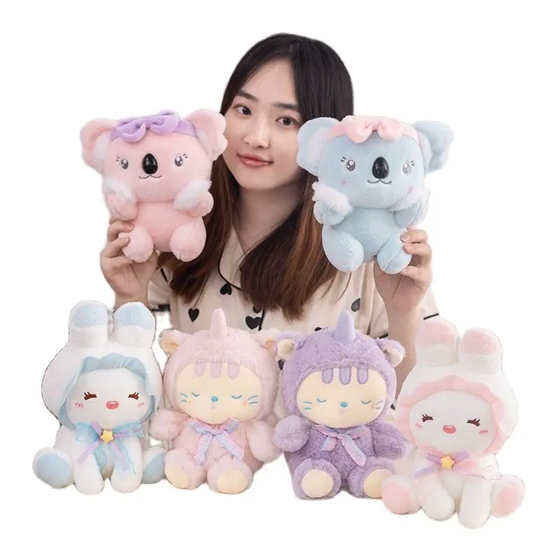 New 22CM Animal Cartoon Anime Plush Toy Throw Pillow Doll Rabbit Koala Accompany Funny Kawaii Sofa Decor Birthday Halloween Gift