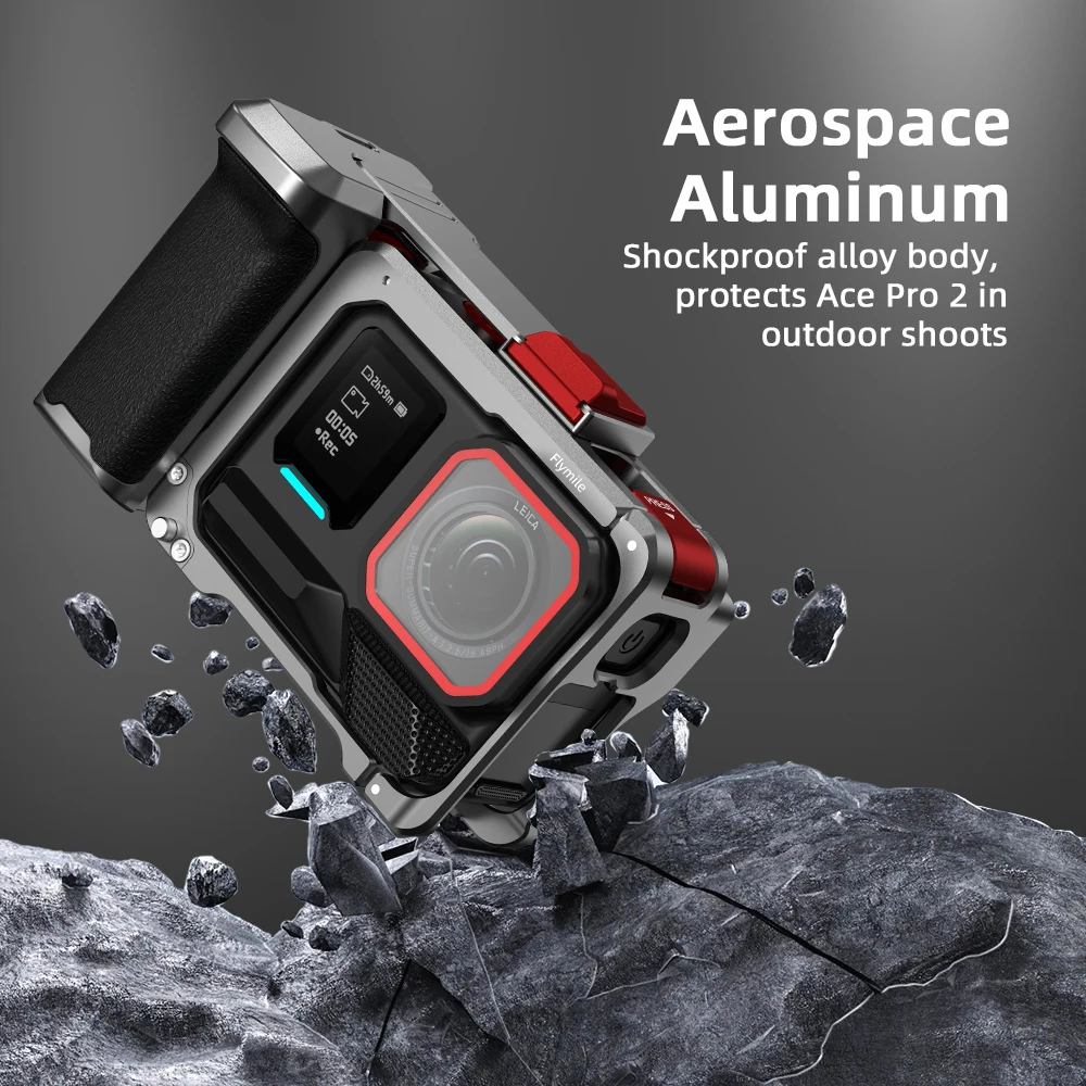 Flymile Ace Pro 2 Handgriff-Set Metallkäfig für Insta360 Ace Pro 2 Straßenfotografie-Griff Erweiterungsadapter Video-Zubehör – Detail 2
