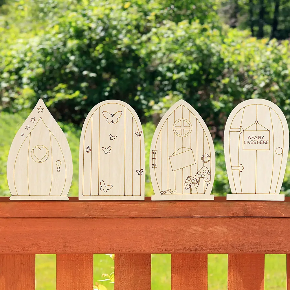 

36 pcs Wooden Fairy Door Slices Unfinished Blank Wood DIY Crafts Material Mini Door Ornaments Sewing Accessories