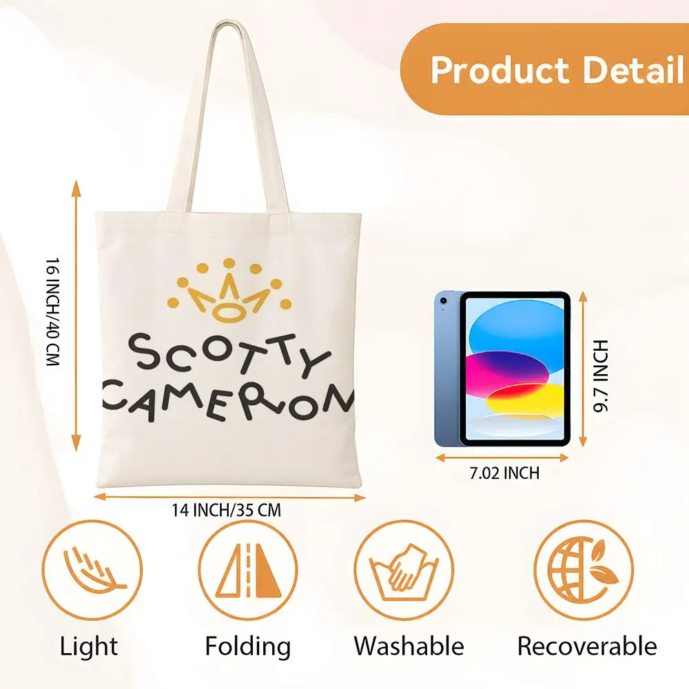 golf S-Scotty P-putter Cameron Storage Bags Fashion Cotton Canvas Tote Bag Eco Friendly Reusable Large Capacity Shopping Bag view 6