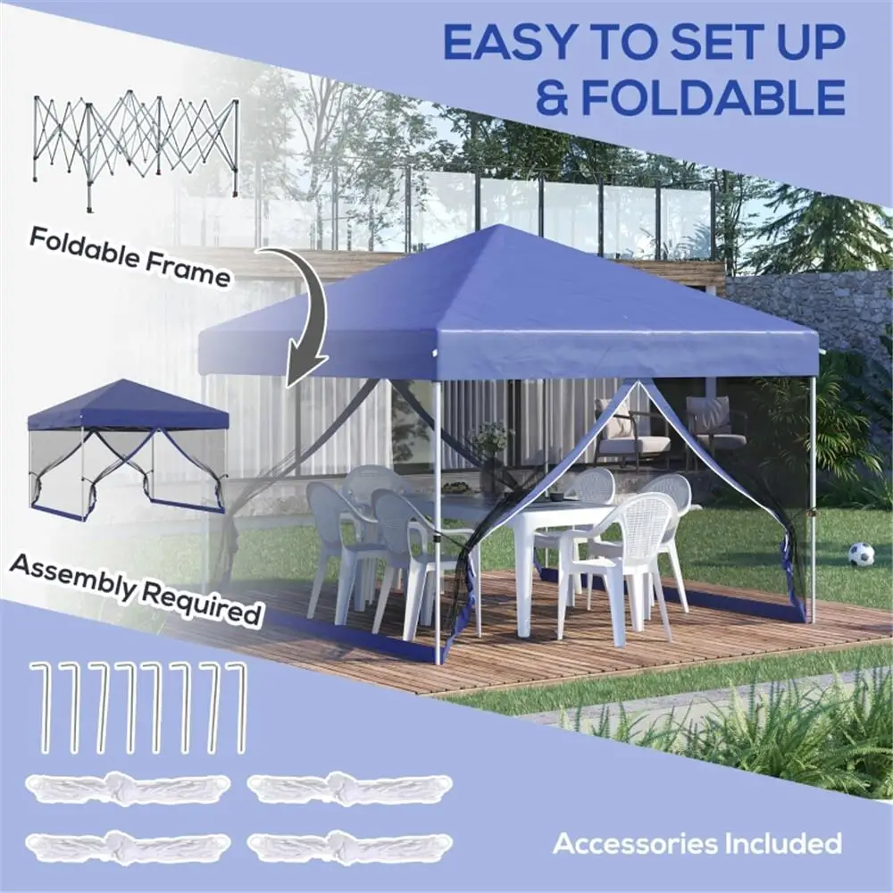 10' x 10' Blue Pop Up Canopy Tent - Instant Outdoor Shelter for Events, Parties & Camping