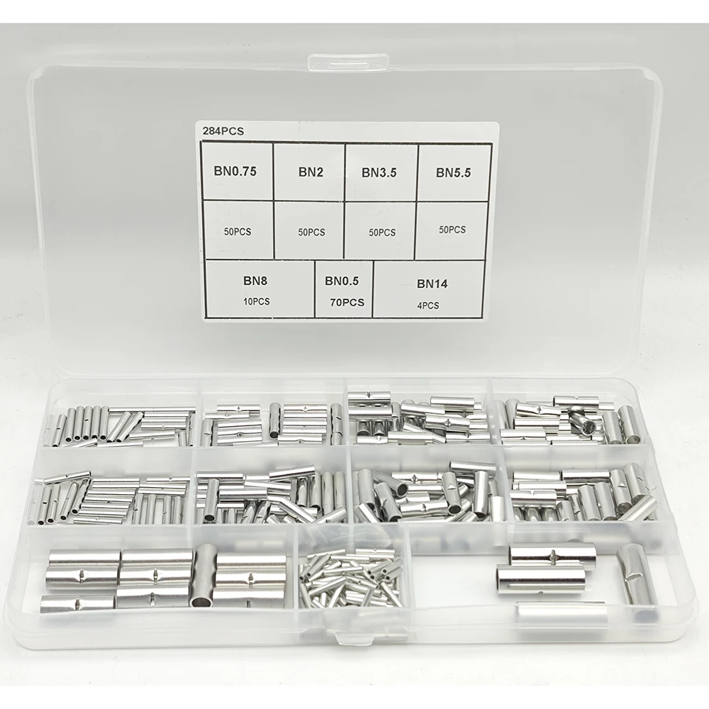 

284 шт. неизолированные стыковые соединители, комплект 26-6 AWG, луженый медный стыковый соединитель, неизолированный стыковый соединитель, обжимной разъем для проводов