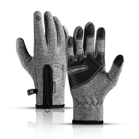 Outdoor Winter Cycling Gloves Warm Touchscreen Wear Resistant Non-slip Zipper Gloves Motorcycle Gloves Men Grey