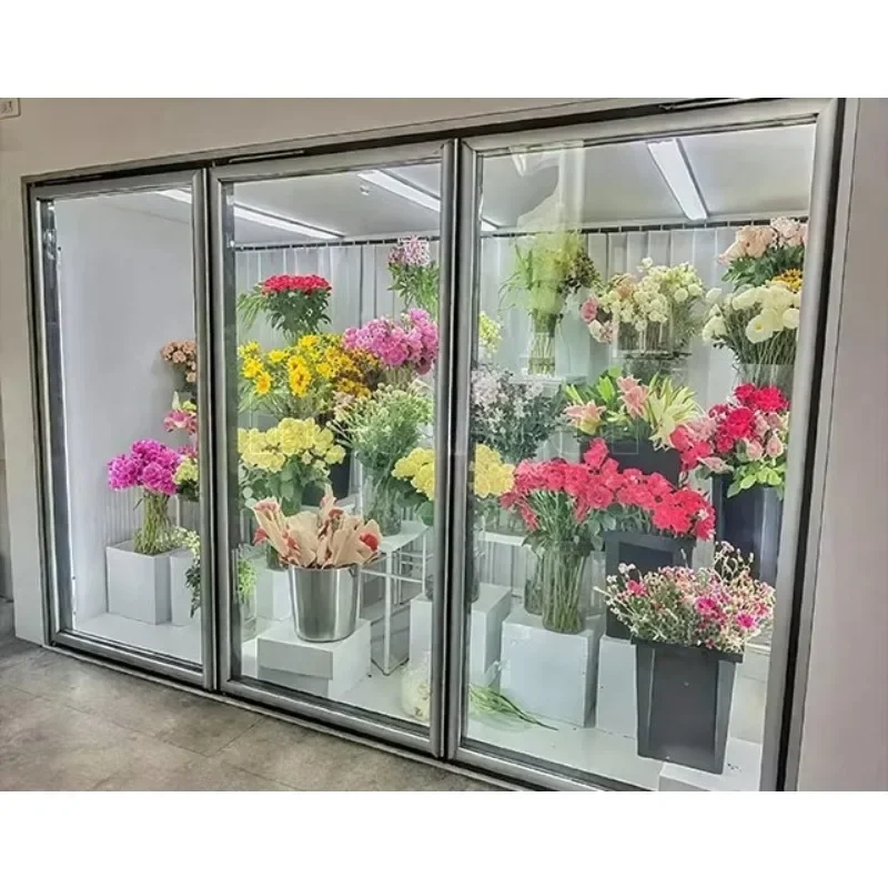 Commercial Glass Door Flower Display Cooler Floral Shop Refrigerator Showcase Customized