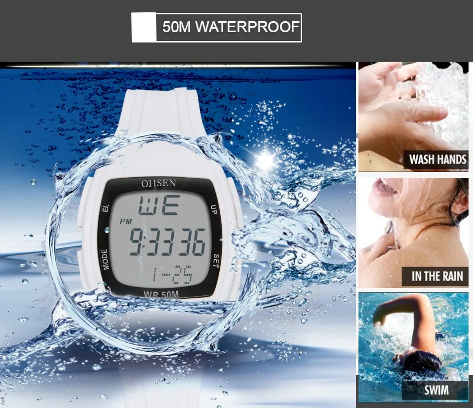 New Women Digital Watches Black Silicone 50M Waterproof Sport Watches Couple Wristwatch For Men Girls Gifts Relogio Feminin