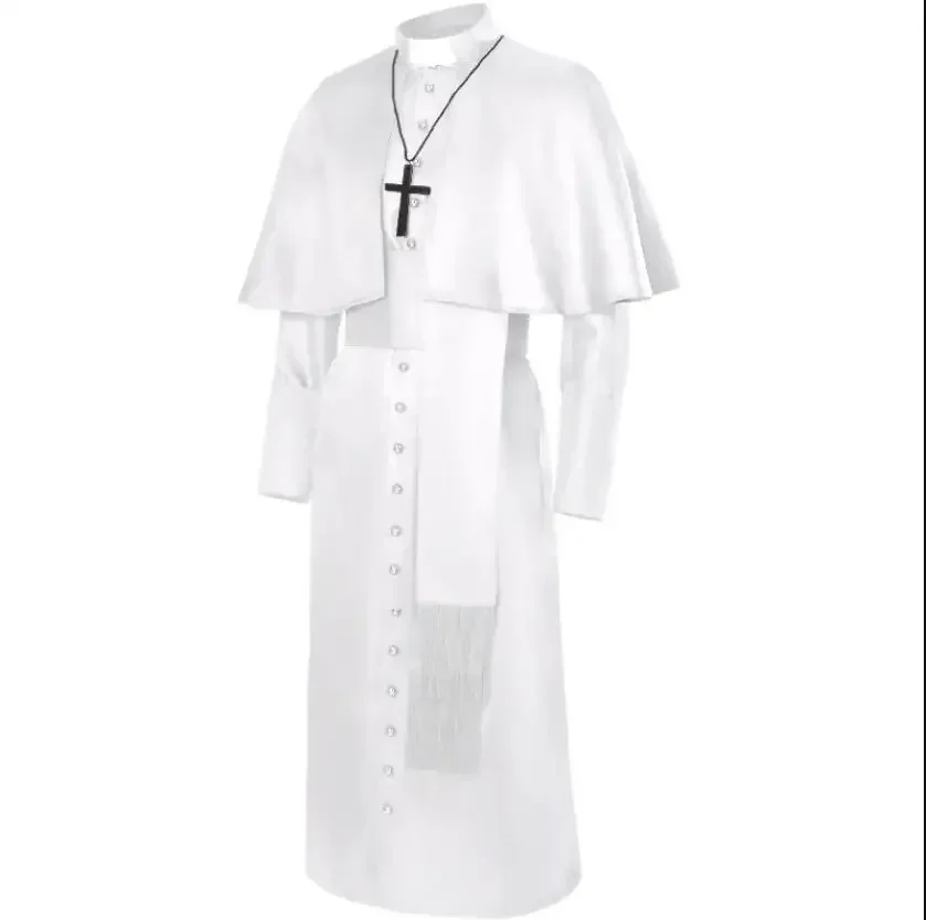 Medieval Priest Costume Catholic Church Religious Roman Soutane Pope Pastor Father Costumes Mass Missionary Robe Clergy Cassock