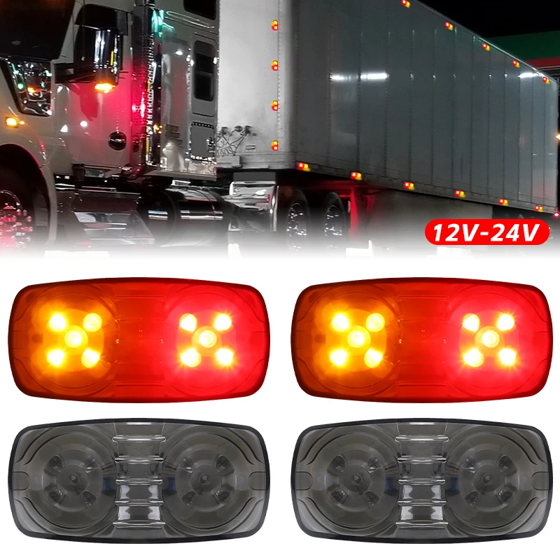 

Red Yellow Truck 10 LED Double Bullseye Side Marker Light Clearance Turn Signal Lamp Stop Light For Trailer Lorry Bus RV 12V 24V