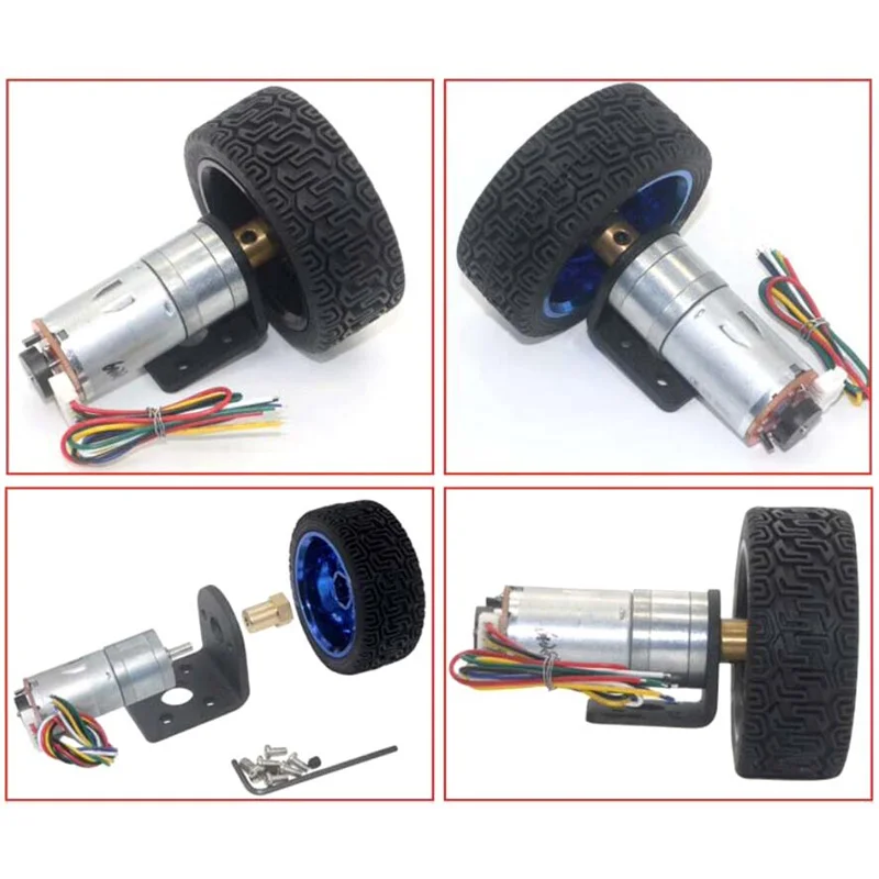 DC 6V 12V 24V Electric Motor 12-1360RPM Encoder Motor High Torque Smart Car Motor 370 DC Gear Motor With Encoder