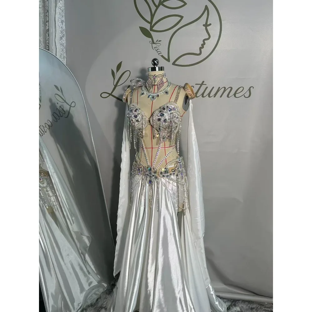 Customized Oriental Dance Baladi Robe Folk Performance Costume Belly Dancewear Saidi Glitter Group Stage Performance Costume