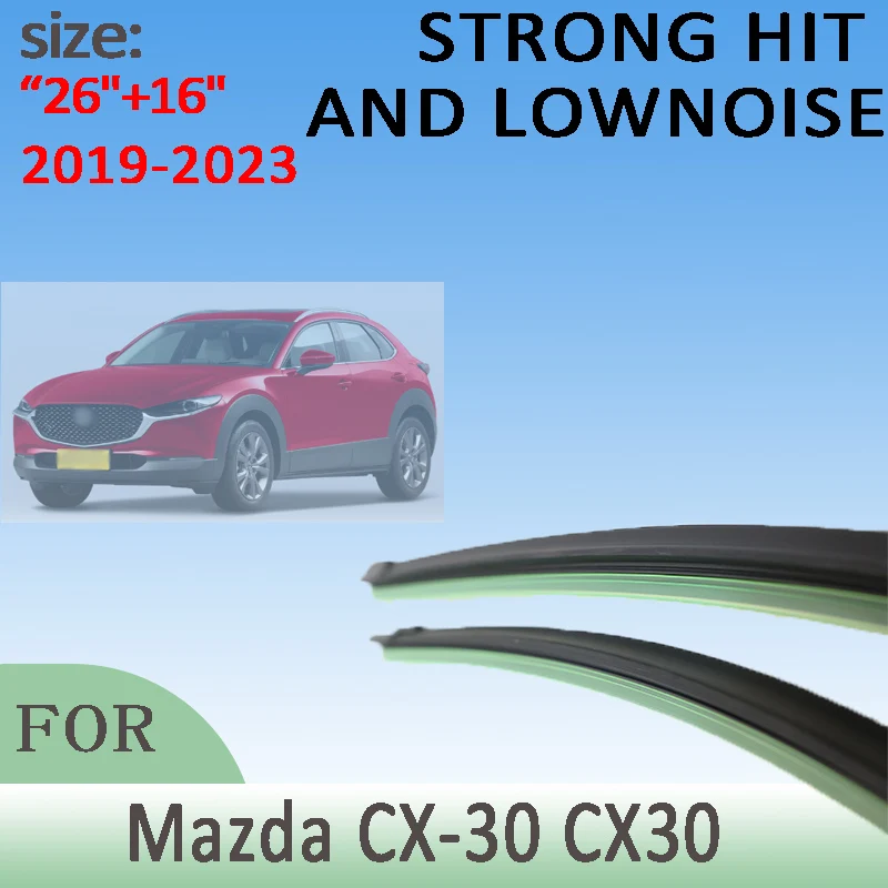 

For Mazda CX CX-30 CX30 2019-2023 2020 2021 2022 Wiper Front Wiper Blades Windshield Windscreen Window Brushes 26"+16"