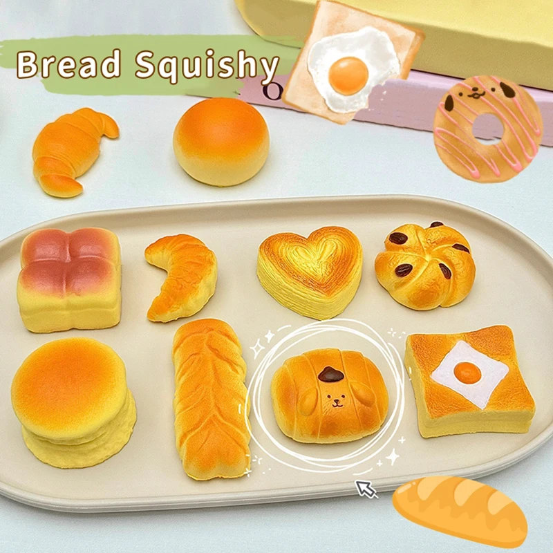 

Butter Bread Squishy Stress Toy Slow Rebound Squeeze Soft Sensory Toy Anxiety Vent Stress Ball Simulated Food Toys For Kids Gift
