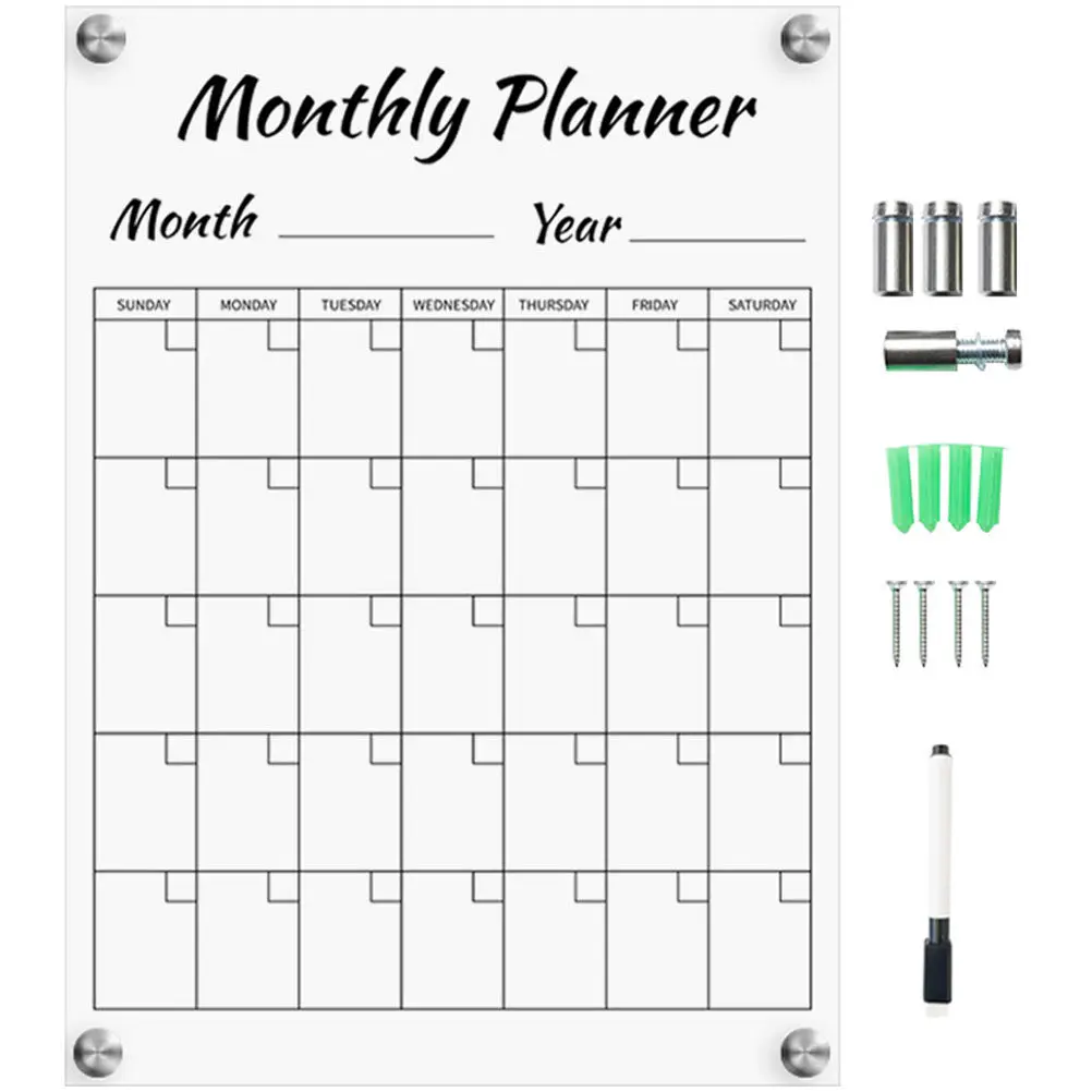 1Set Wall-Mounted Acrylic Memo Board Hanging Transparent Message Board Clear Erasable Door Sign Compact Blackboard
