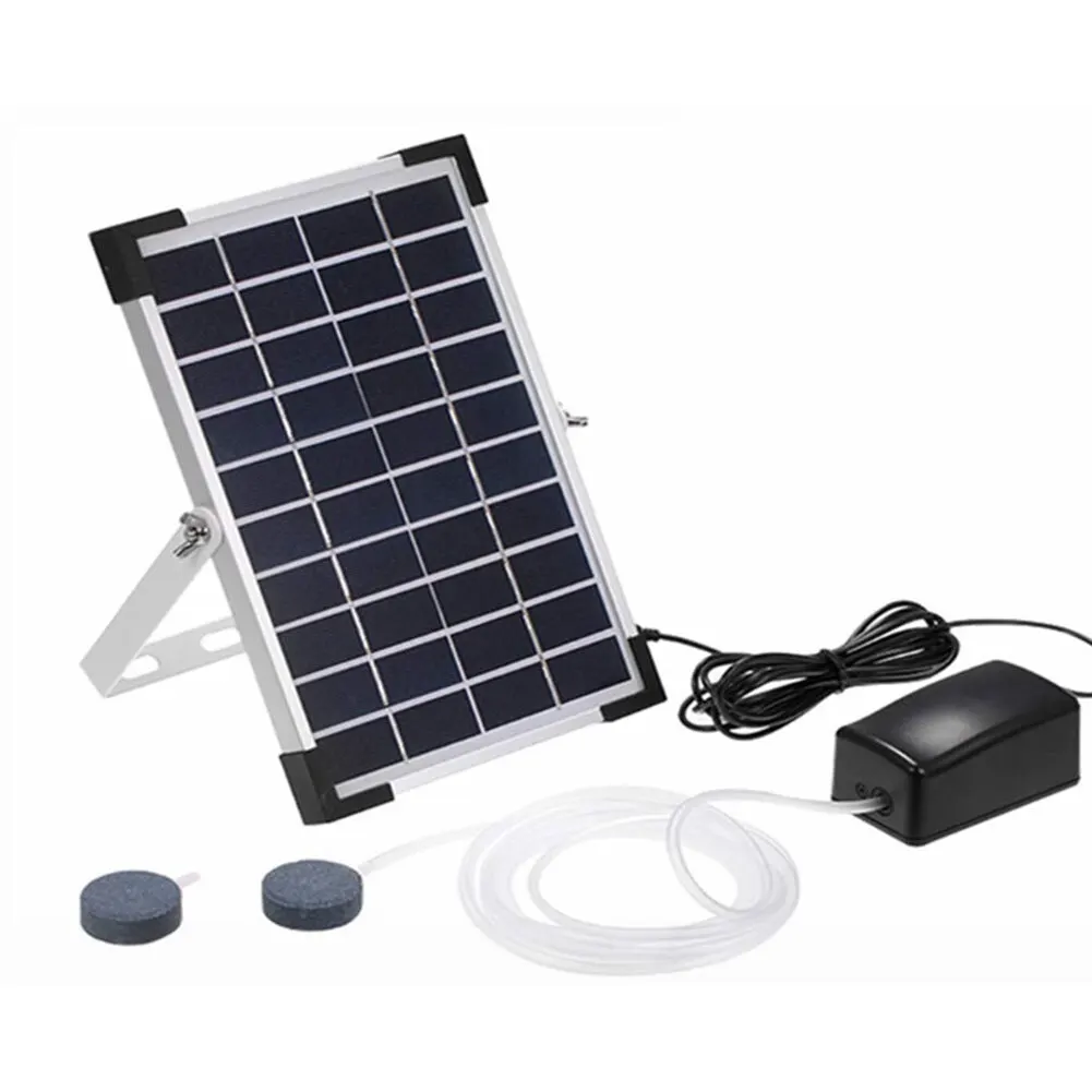 

5W Solar Powered Oxygen Pump Pond Oxygenator for Aquarium and Fish Tank with Dual Airflow Outlets and No Wiring Needed
