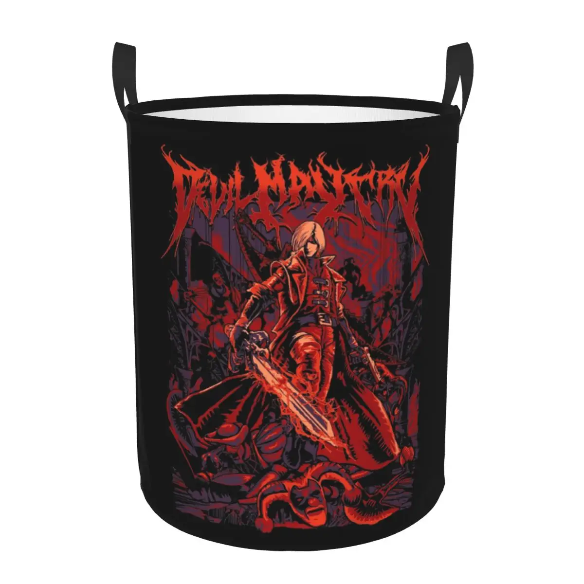 Devil May Cry Fan Art Dirty Laundry Baskets Foldable Large Waterproof Clothes Sundries Basket For Home Kids