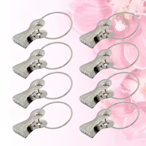 20pcs Stainless Steel Curtain Ring With Clip For Decor Practical Roman Rod Drape Hanger Heavy Duty Drapery Accessory Silver