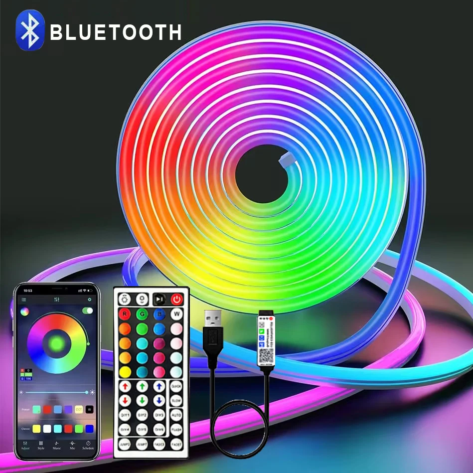 Neonowa taśma LED DC5V RGB z aplikacją Bluetooth i 44 klawiszami zdalnego sterowania Wodoodporna taśma neonowa RGB do telewizora Oświetlenie