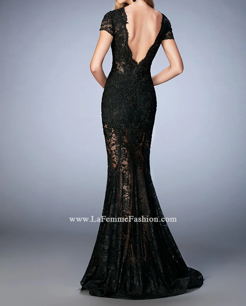 CC 2023 Summer new see-through lace deep V fishtail evening dress sexy slim nightclub banquet annual toast long