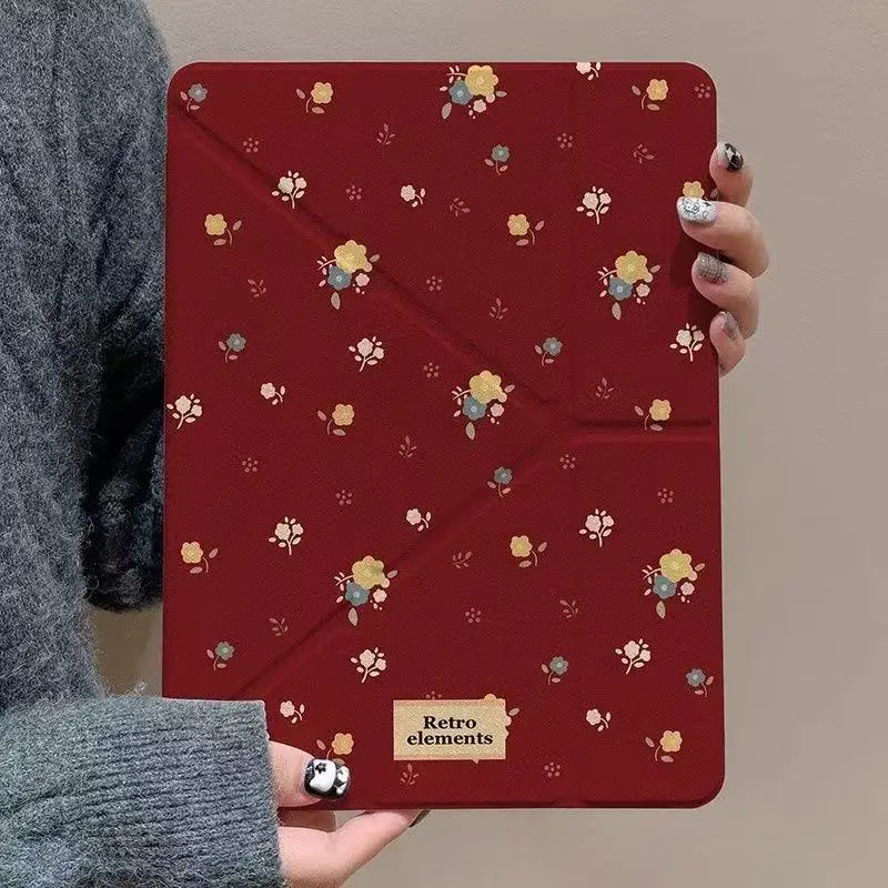 Flower Tablet Case for Ipad Pro 11in M2/M4 Air6 Air7 Mini7 Case 5th 6th 9.7in Air1/2 Air3 10.5 9th 10.2 10th 10.9in Y-fold Cover