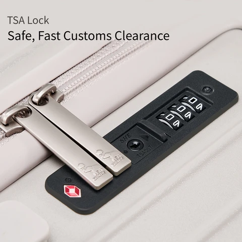 Чемодан OIWAS с USB-зарядкой, замком TSA, держателем для телефона, тормозными колесами и подстаканником - ручная кладь для путешествий