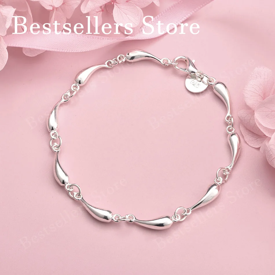 925 sterling silver 8-inch exquisite water droplet bracelet, fashionable women's charm, wedding party jewelry accessories