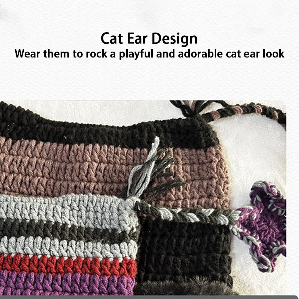 Brimless Urinal Cap Maintain Shape And Softness With Cat-eared Crochet Beanie Lovely Stars And Cats Ears Steamed