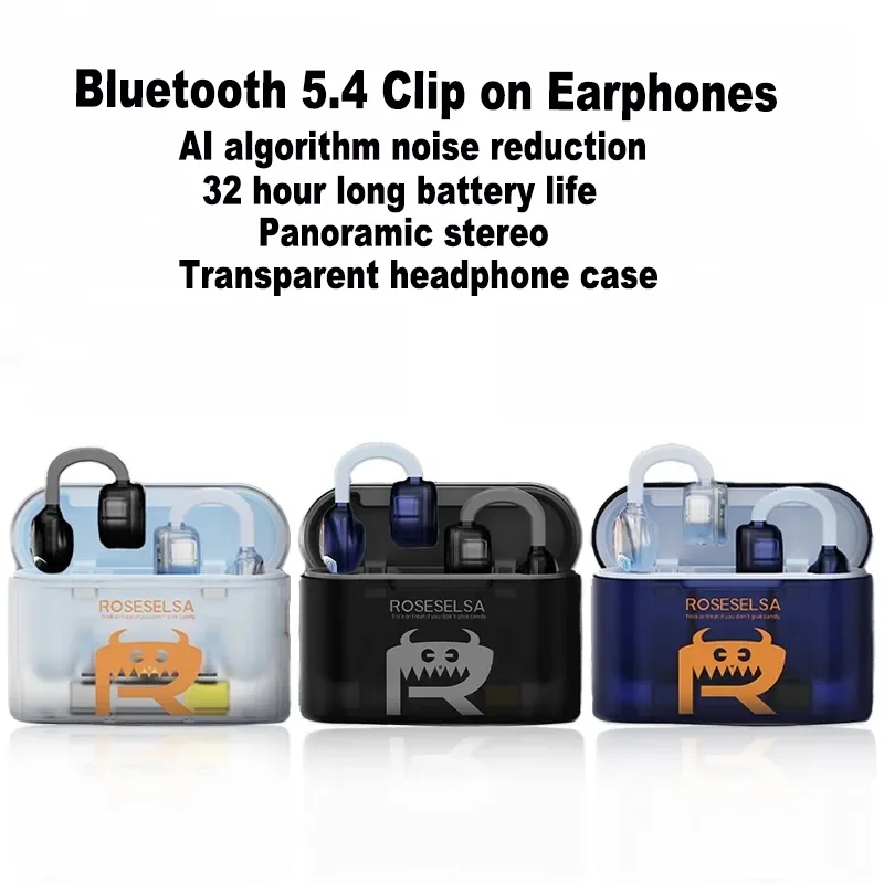 

Open Clip On Bluetooth 5.4 Earphones Ai Call Noise Reduction Support APP Connection HIFI Stereo Wireless Headphones Smart Touch