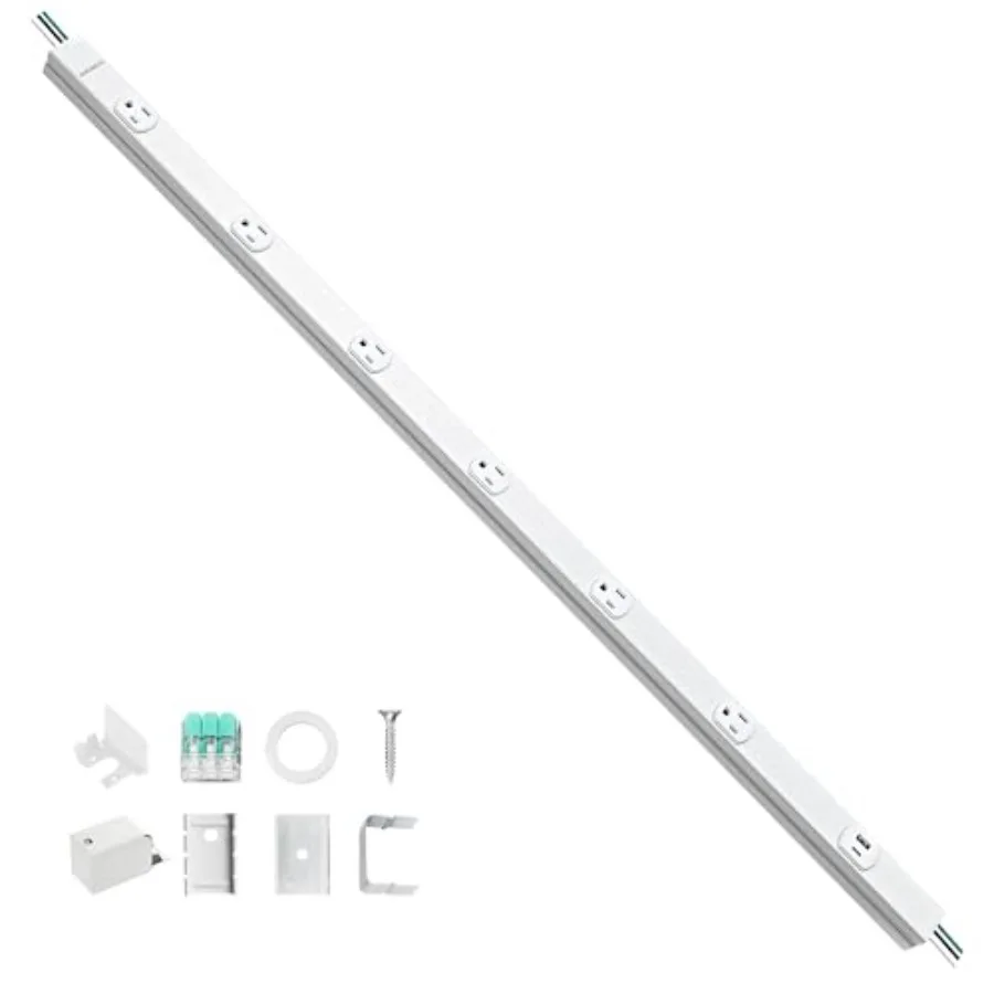 

Under Cabinet Power Strip Hardwire 39.4-in 6 Tamper Resistant Outlets with USB-A and USB-C Seamless Under Cabinet Outlet Custom