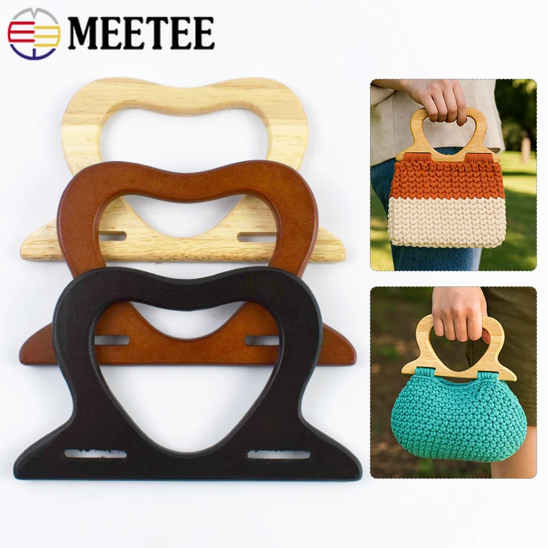 

1Pc 9.5cm Heart Solid Wood Bag Handles Purse Frame for Women Handbag Woven-Bag Sewing Brackets DIY Handmade Bags Accessories
