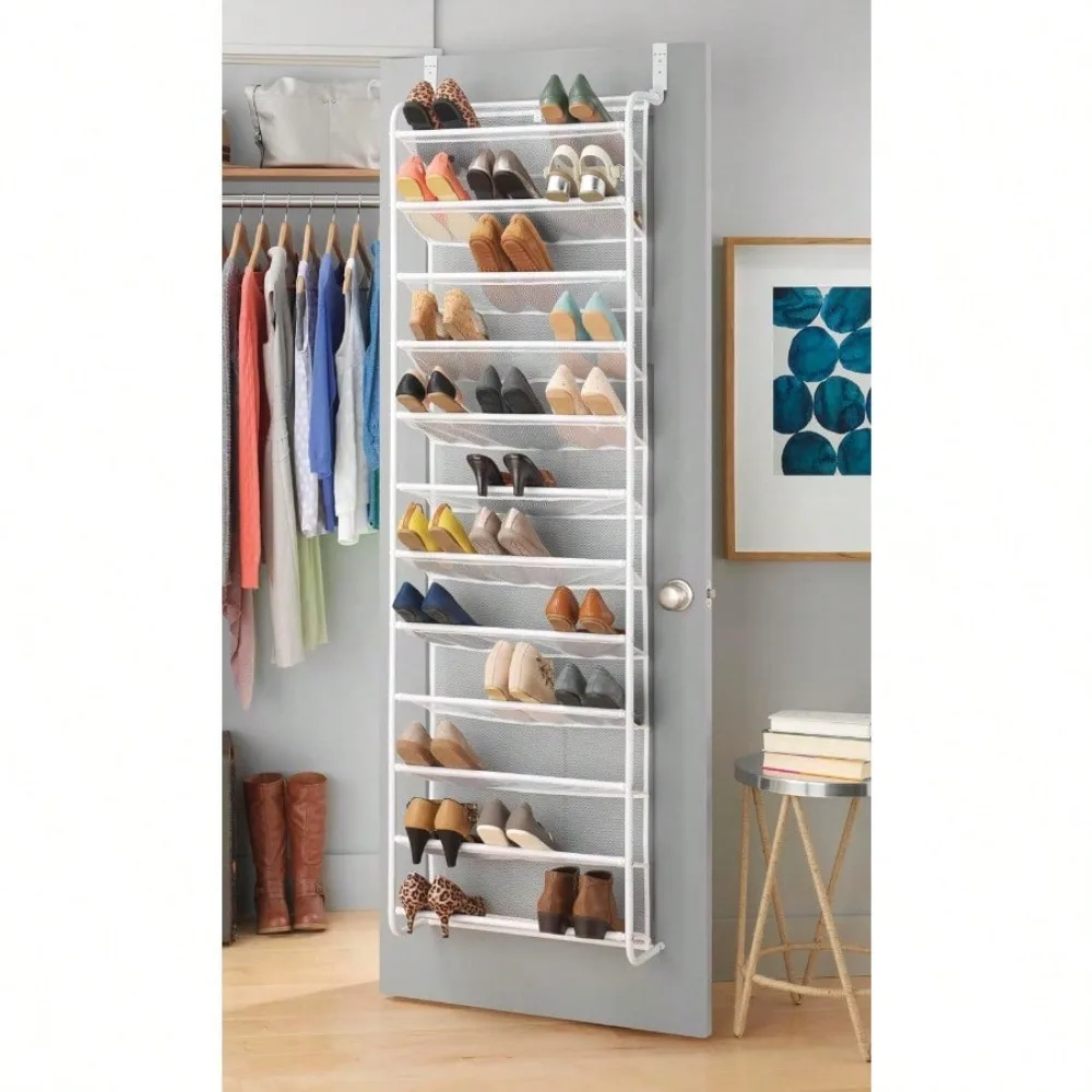 

Over The Door Shoe Organizer, 12 Tier Hanging Shoe Organizer, Heavy Duty Metal & Mesh Shoe Holder, Hanging Shoe Rack For