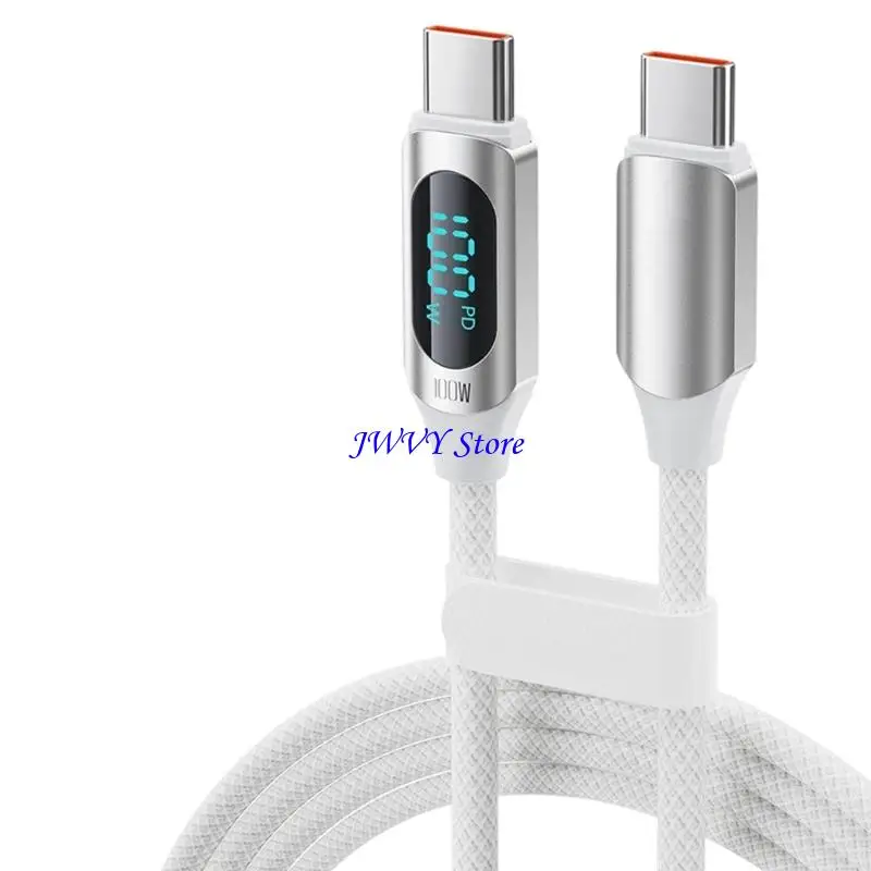 573A Pd100W Fast Charging USB C Cable with Braided Build and Power Readout Display