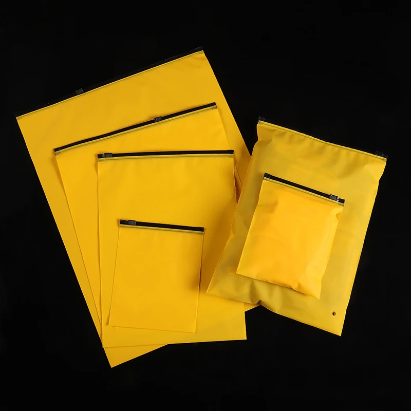 TETP 25Pcs Frosted Yellow Zipper Bags Thicken Travel Home For Clothes T-shirt Jeans Dress Underwear Packaging Storage Organizer