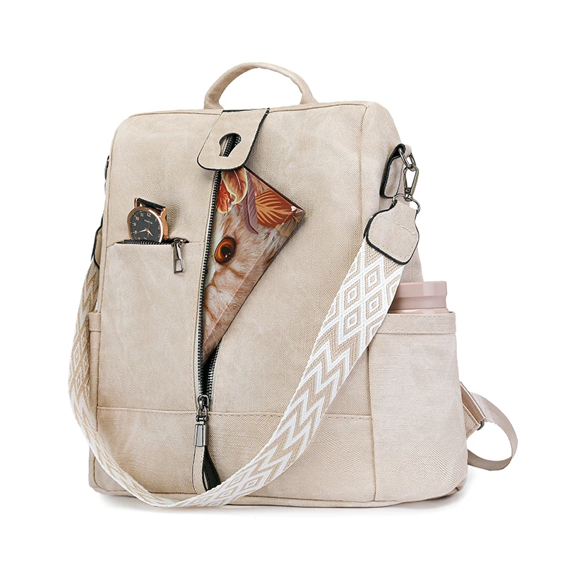 Fashion Anti-theft Backpack Female High Quality Leather Daypack Women Shoulder Bags Designer Ladies Lightweight Travel Rucksack