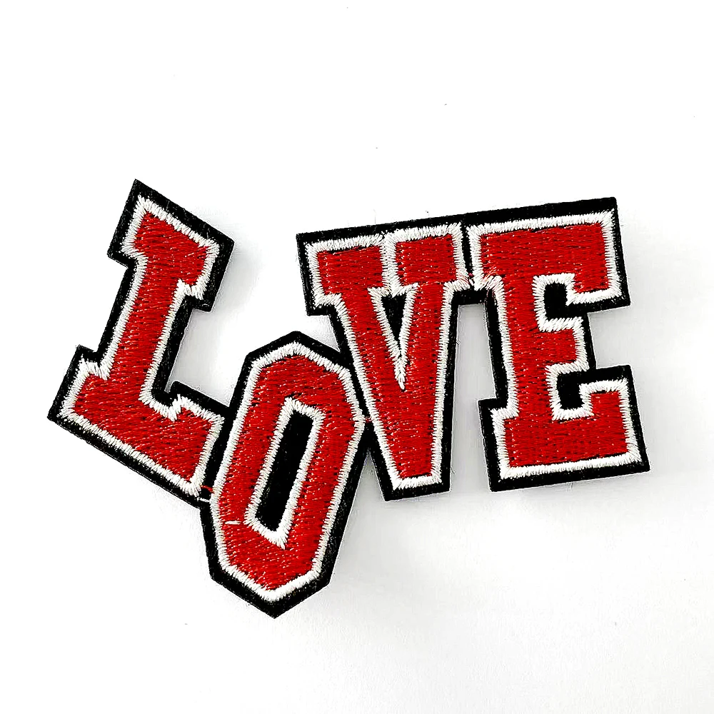 Love Cloth Patch Badge Embroidered Cute Badges Abstract Iron on Kids Patches for Clothes Cover Repair Hole Stickers