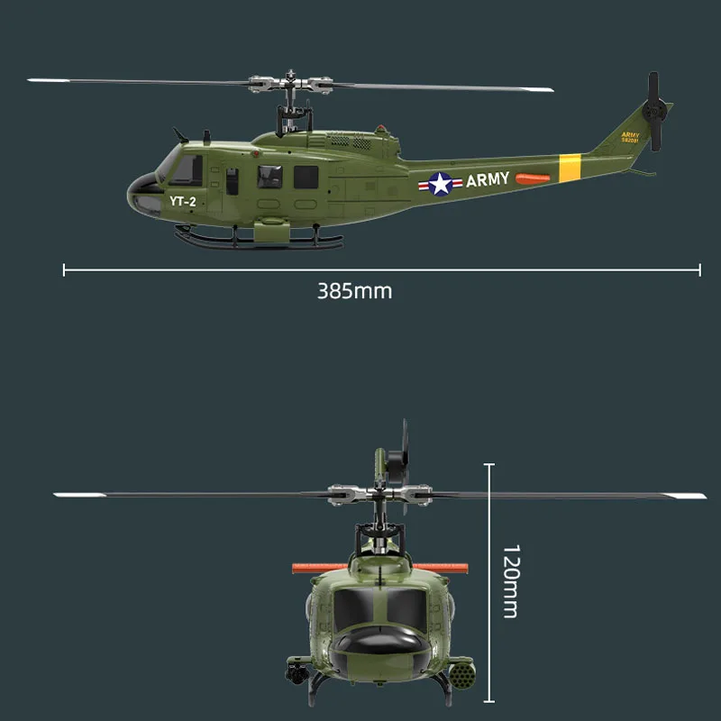 Yuxiang F07 Huey Uh1d Simulação Helicóptero de Controle Remoto Seis Canais 3d Modelo de Helicóptero Sem Escova Para Iniciantes Brinquedo Presente