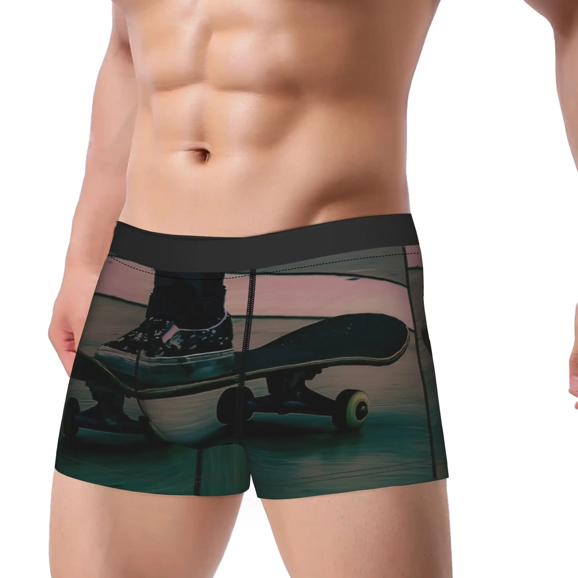 Never Bored Collection   Skateboarding Underpants Breathbale Panties Male Underwear Skateboards  Ventilate Shorts Boxer Briefs