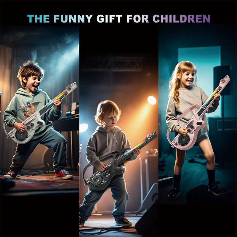 Giocattoli per bambini Strumento musicale 2 in 1 Chitarra elettrica senza corde Controller elettronico di miscelazione DJ Regali di Natale di compleanno per bambini