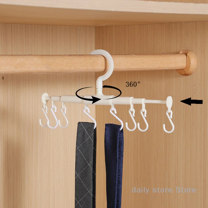 شماعة محمولة قابلة للسحب بسعة كبيرة 360 درجة ° دوران حامل القبعات 8 هوك قبعة هوك الملابس الداخلية التعادل هوك رفوف تجفيف الملابس 1/2 قطعة