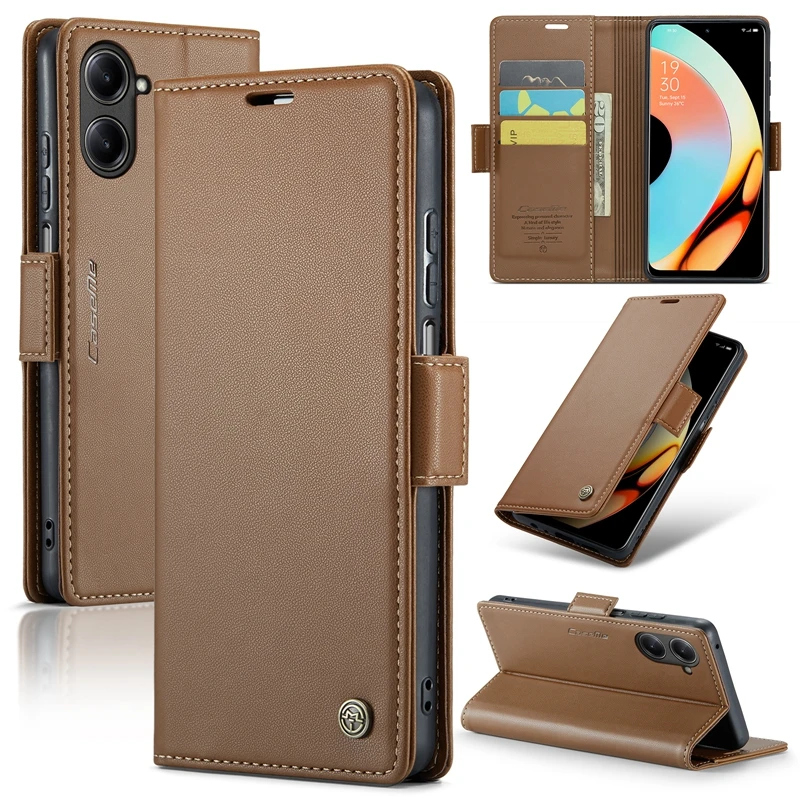 CaseMe Litchi Grain Pattern Wallet Leather Phone Case For Realme 10 Pro 5G Plus Full Protective Cover Realme10 Pro Plus 5G Coque