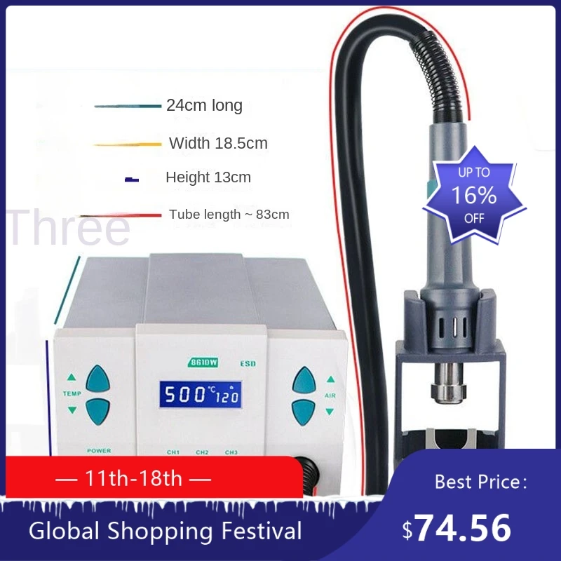 

1908 Useful Lead-Free Intelligent Hot Air Gun Desoldering Station High Power 1000W Large Air Volume 220V/110V for 922