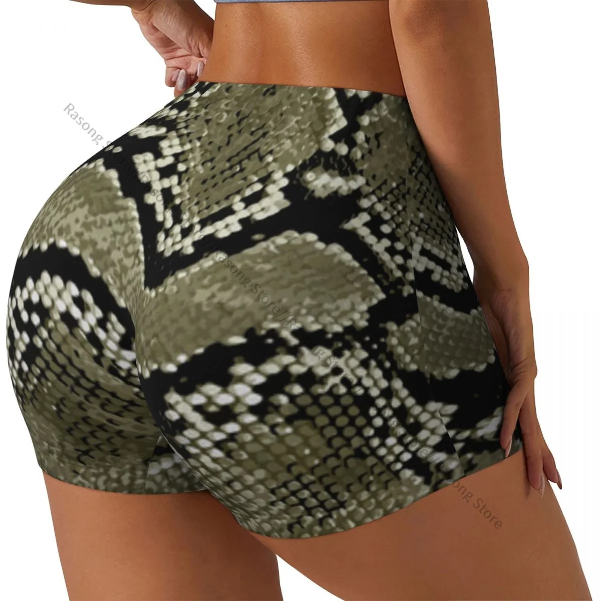 Women Yoga Shorts Snake Texture Workout Shorts Fitness quick-dry Ladies Yoga Gym Running Short Pants Sportswear