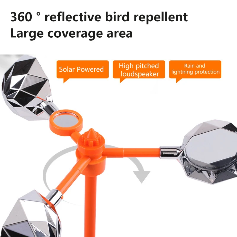 1pcs Wind-driven Harmless 360 Degree Rotation Reflective Anti-Bird Visual Bird Scarer Keep Pigeon Woodpecker Away Bird Repellent