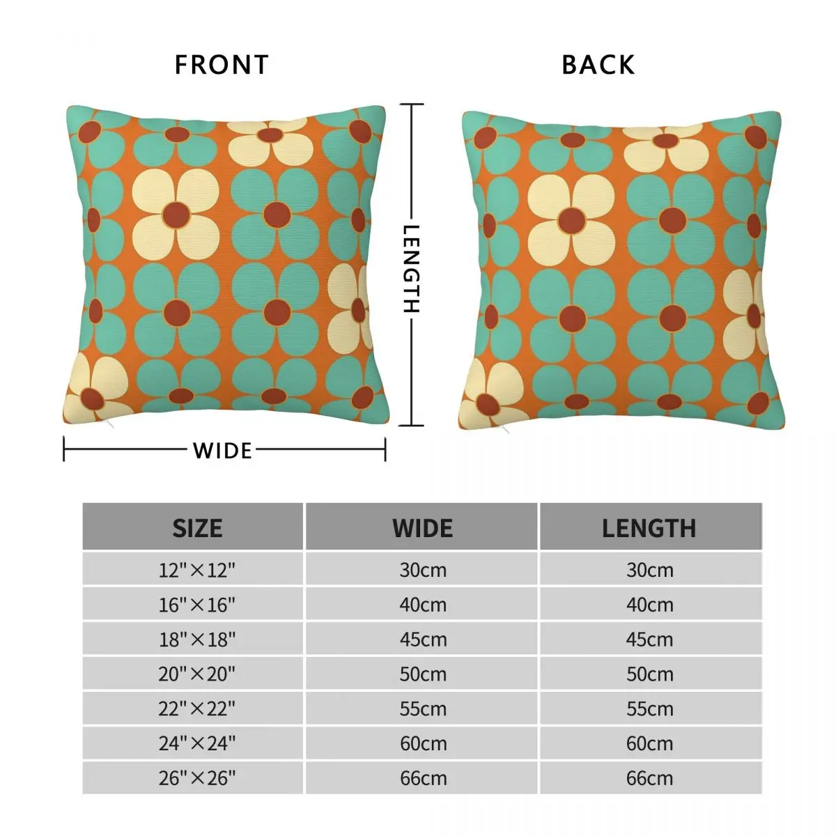 Land Flower Power Blue Cream Square Pillowcase Polyester Linen Velvet Creative Zip Decorative Pillow Case Bed Cushion Cover