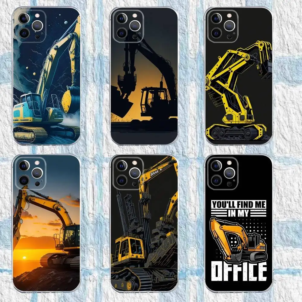 

Excavator Car Phone Case For iPhone 16,15,14,13,12,11 Pro,Max,Plus,X,XS,XR,SE,Mini Transparent Silicone Soft