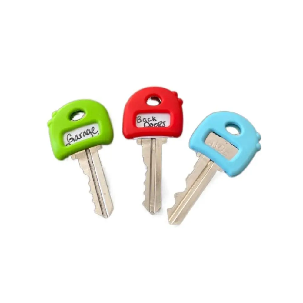 8Pack Label Key Cap Covers Useful Organizer Tags Elastic Keyring Rings Multicolor Topper Key Holder
