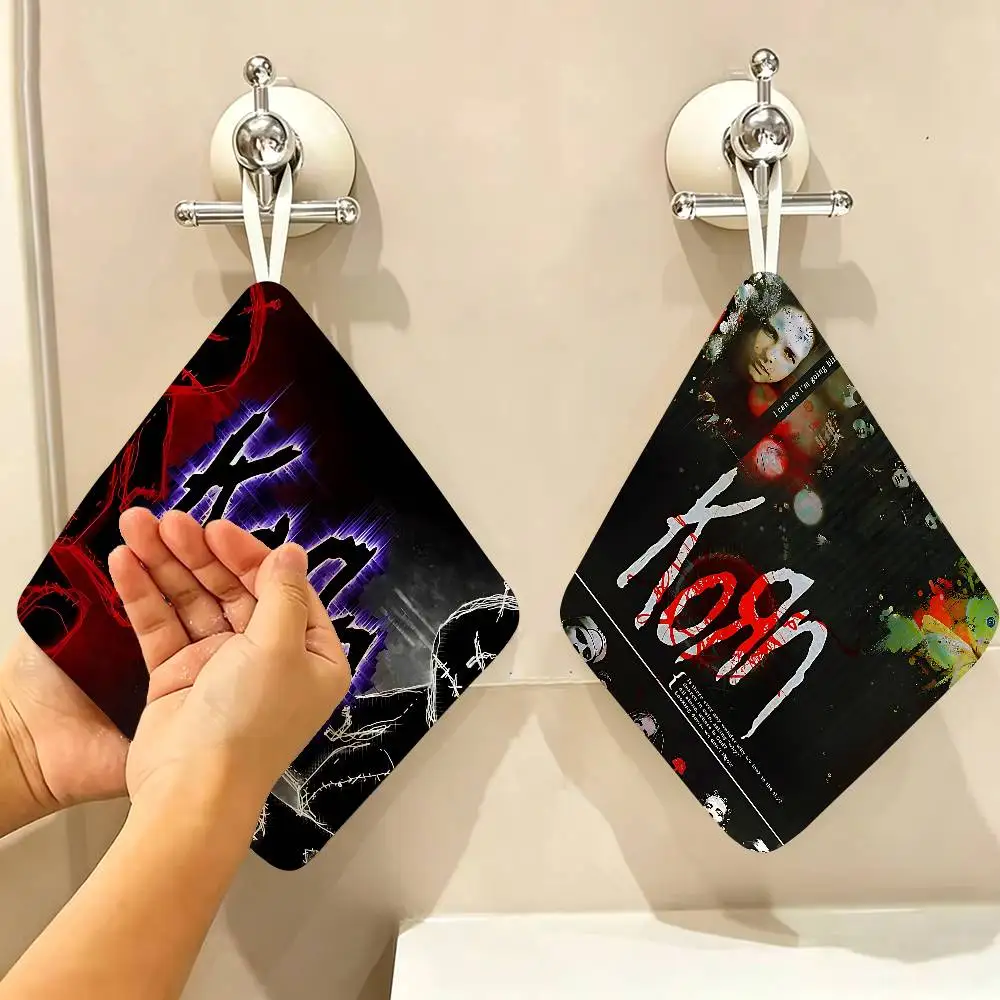 Rock Band K-Korn Hanging Polyester Cotton Towel, Reusable Hand Wiping Cloth, Wear Resistant For Home Kitchen Sink